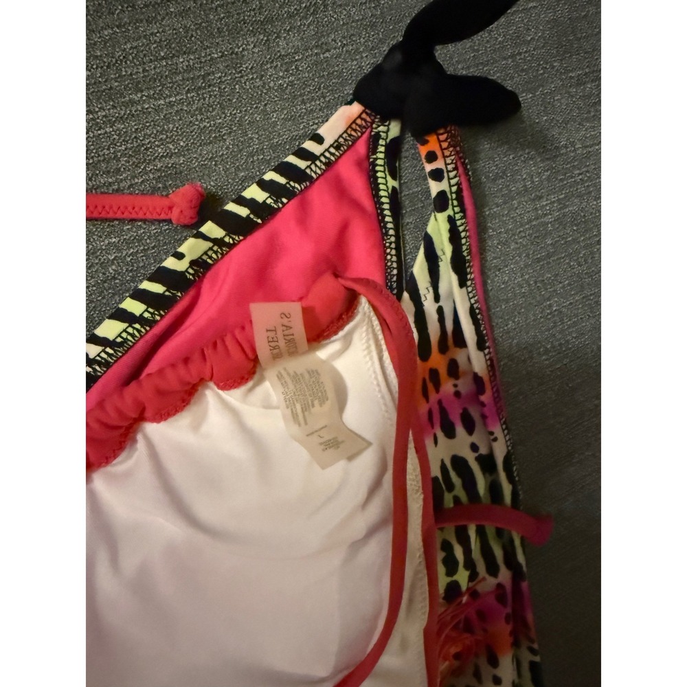 Victorias Secret Pink Animal Print Fringe Triangle Bikini Set Two Piece Swimsuit - Picture 3 of 4